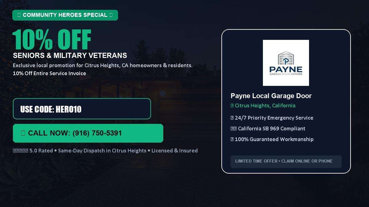 10% OFF Senior Citizens (65+) & Military / Veteran Community Discount in Citrus Heights, CA